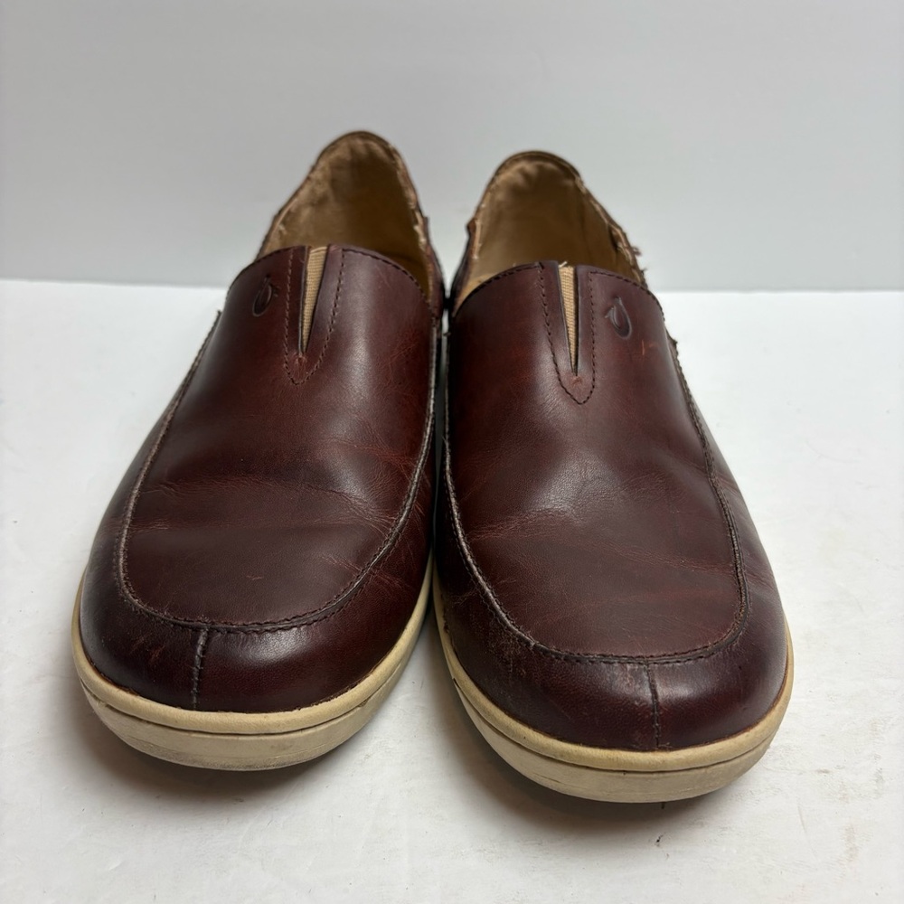 Olukai Kama’aina Men’s Slip on Loafers Brown Leather Tooled Size 9 - Picture 3 of 11